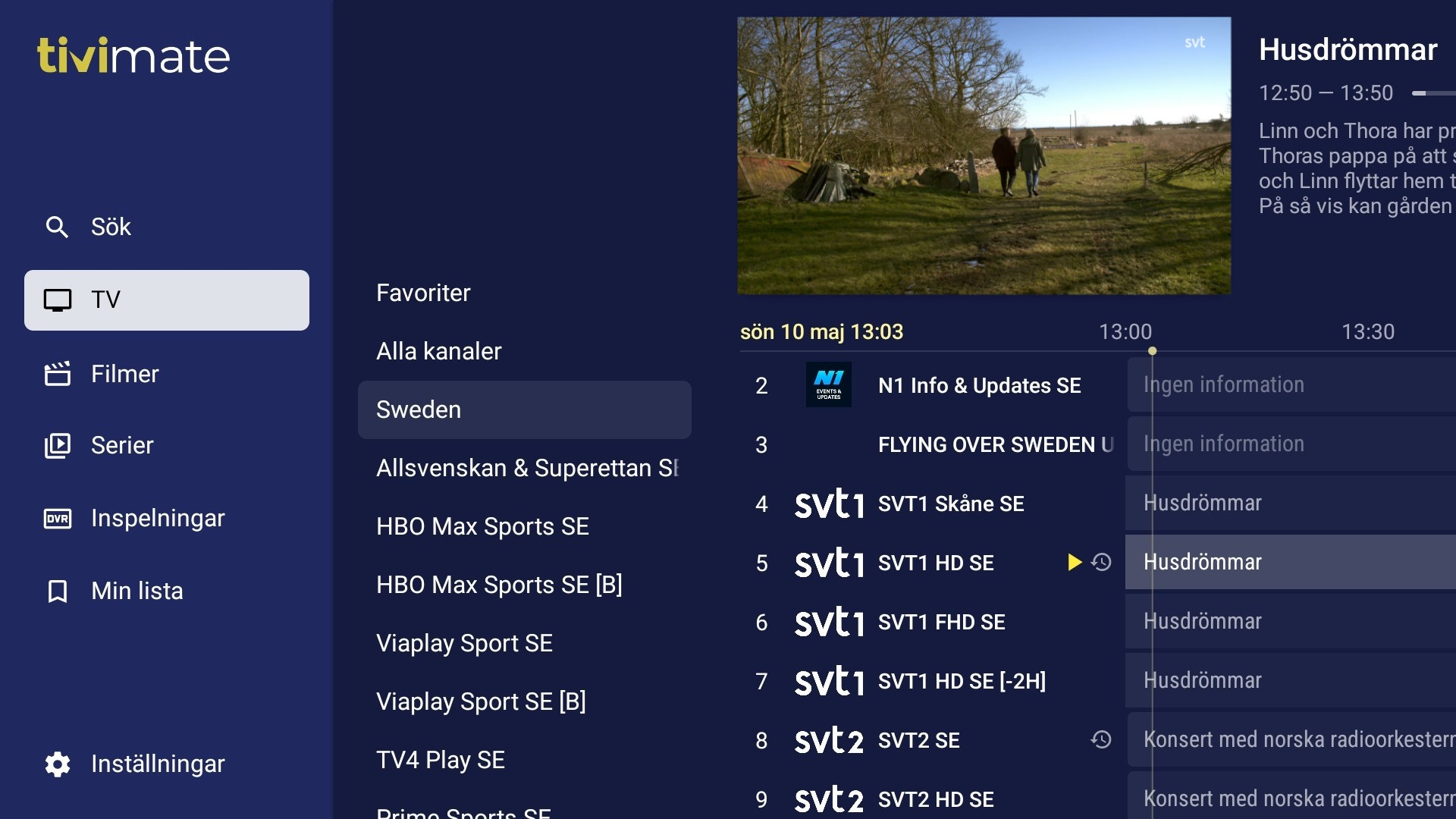 Svensk IPTV VOD gränssnitt